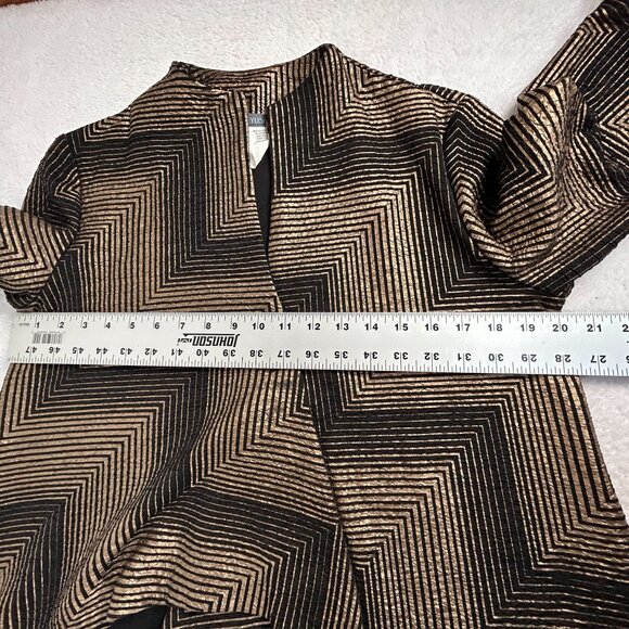 Yushi Womens Geometric Patterned Jacket Small Black/Gold One-Button Art To Wear - Picture 6 of 7